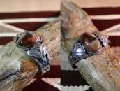 Vintage Navajo Silver Cuff w/High Dome PetrifiedWood c.1945～