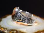 Vintage Navajo Silver Cuff w/High Dome PetrifiedWood c.1945～