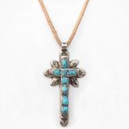 【Juan de Dios】Zuni GemTurquoise Inlay Cross Necklace c.1925～