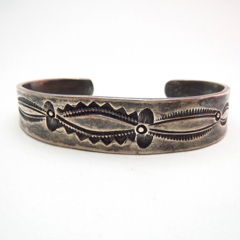 Antique Navajo Stamped Ingot Silver Cuff Bracelet  c.1920