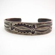 Antique Navajo Stamped Ingot Silver Cuff Bracelet  c.1920
