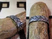 Vtg Basket Weaving Pattern Cast Silver Cuff Bracelet c.1940～