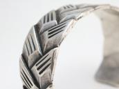 Vtg Basket Weaving Pattern Cast Silver Cuff Bracelet c.1940～