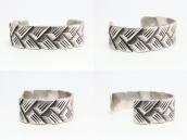Vtg Basket Weaving Pattern Cast Silver Cuff Bracelet c.1940～