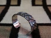 Vtg Basket Weaving Pattern Cast Silver Cuff Bracelet c.1940～