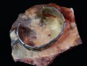 Vtg Basket Weaving Pattern Cast Silver Cuff Bracelet c.1940～