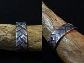 Vtg Basket Weaving Pattern Cast Silver Cuff Bracelet c.1940～