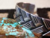 Vtg Basket Weaving Pattern Cast Silver Cuff Bracelet c.1940～