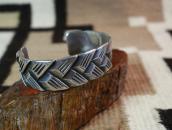 Vtg Basket Weaving Pattern Cast Silver Cuff Bracelet c.1940～