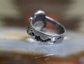 Antique Snake Stamped Silver Ring w/Green Turquoise  c.1940～