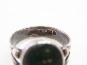 Antique Snake Stamped Silver Ring w/Green Turquoise  c.1940～