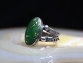 Antique Snake Stamped Silver Ring w/Green Turquoise  c.1940～