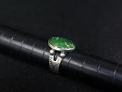 Antique Snake Stamped Silver Ring w/Green Turquoise  c.1940～