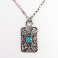 Antique Crossed Arrows Applique Tag Pendant Necklace c.1940～