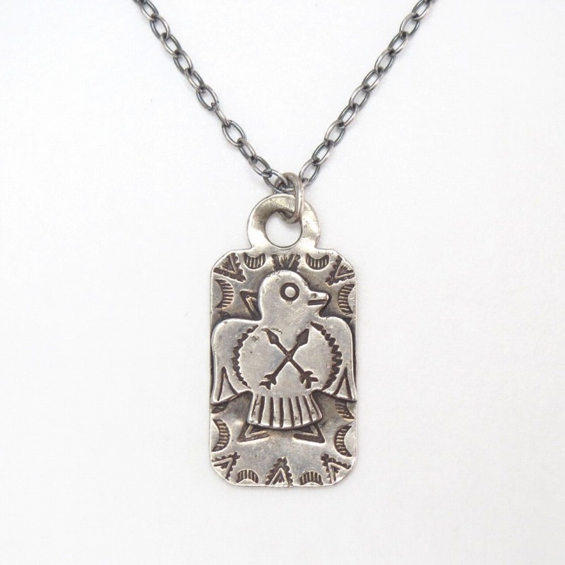 Antique Thunderbird Applique Tag Pendant Necklace  c.1940～