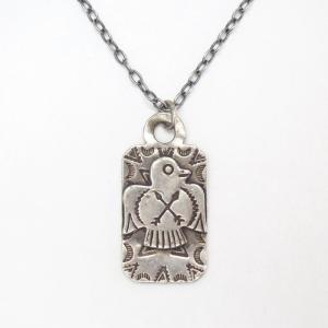 Antique Thunderbird Applique Tag Pendant Necklace  c.1940～