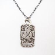 Antique Thunderbird Applique Tag Pendant Necklace  c.1940～