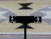 Navajo Sand Castted Pierced Earrings w/Gem Turquoise c.1955～