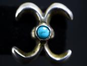 Navajo Sand Castted Pierced Earrings w/Gem Turquoise c.1955～