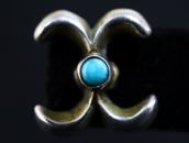 Navajo Sand Castted Pierced Earrings w/Gem Turquoise c.1955～