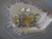 Navajo Sand Castted Pierced Earrings w/Gem Turquoise c.1955～