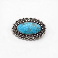 Attr.to【Maisel's】Silver Pin w/Gem Quality Turquoise  c.1940～