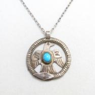 Antique Thunderbird & Snake Shape Fob Necklace w/TQ  c.1930