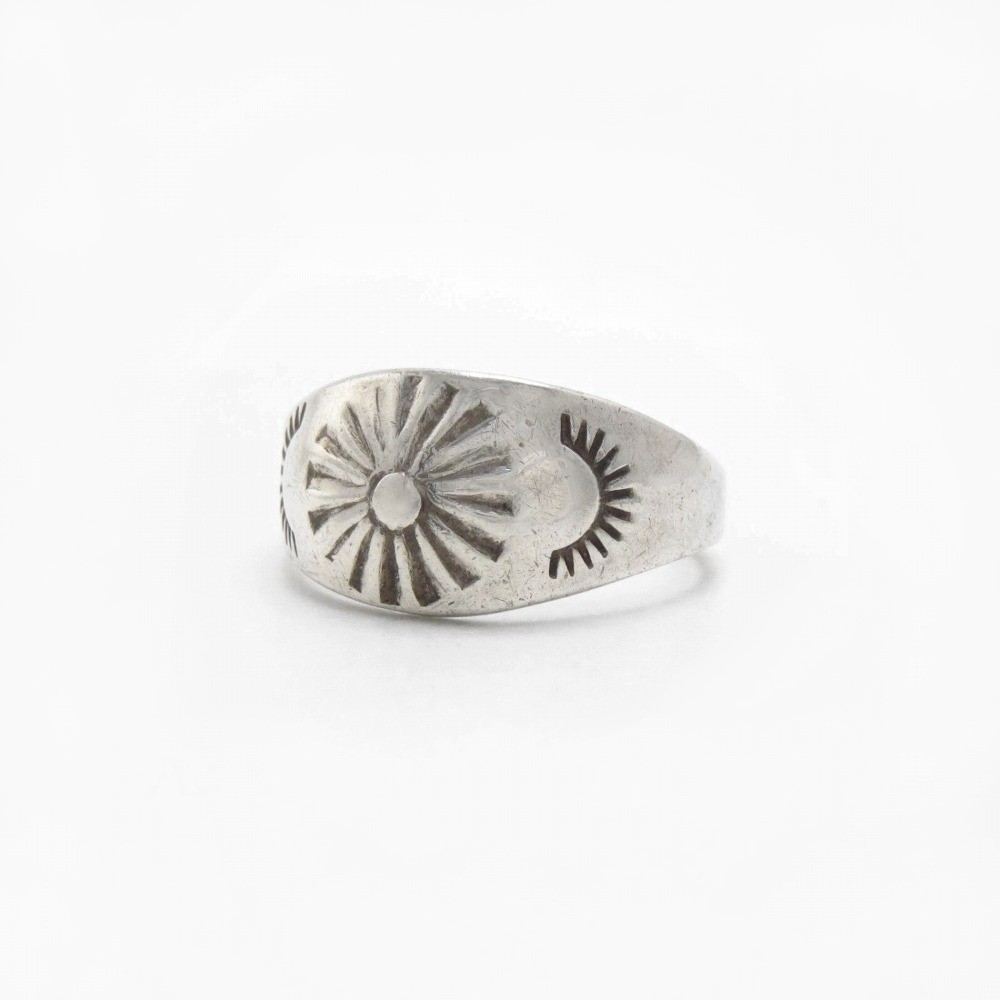 Attr.to【Ganscraft】Repouse & Stamped Slug Silver Ring c.1930~