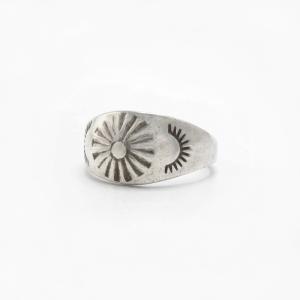 Attr.to【Ganscraft】Repouse & Stamped Slug Silver Ring c.1930～