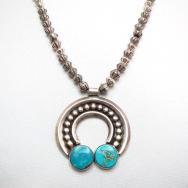 Vintage Naja Fob Silver Beads Necklace w/TQ c.1970