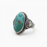 【Ralph Tawangyaouma】Hopi Silver Ring w/Gem Turquoise c.1940～