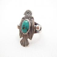 Antique Thunderbird Shape Silver Tourist Ring w/TQ c.1930～