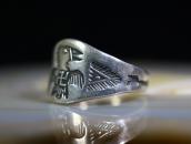 Antique Navajo 卍 T-bird & Arrows Stamped Silver Ring c.1930