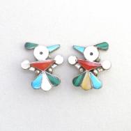 Vintage Zuni Inlay Thunderbird Clip On Earrings  c.1960～