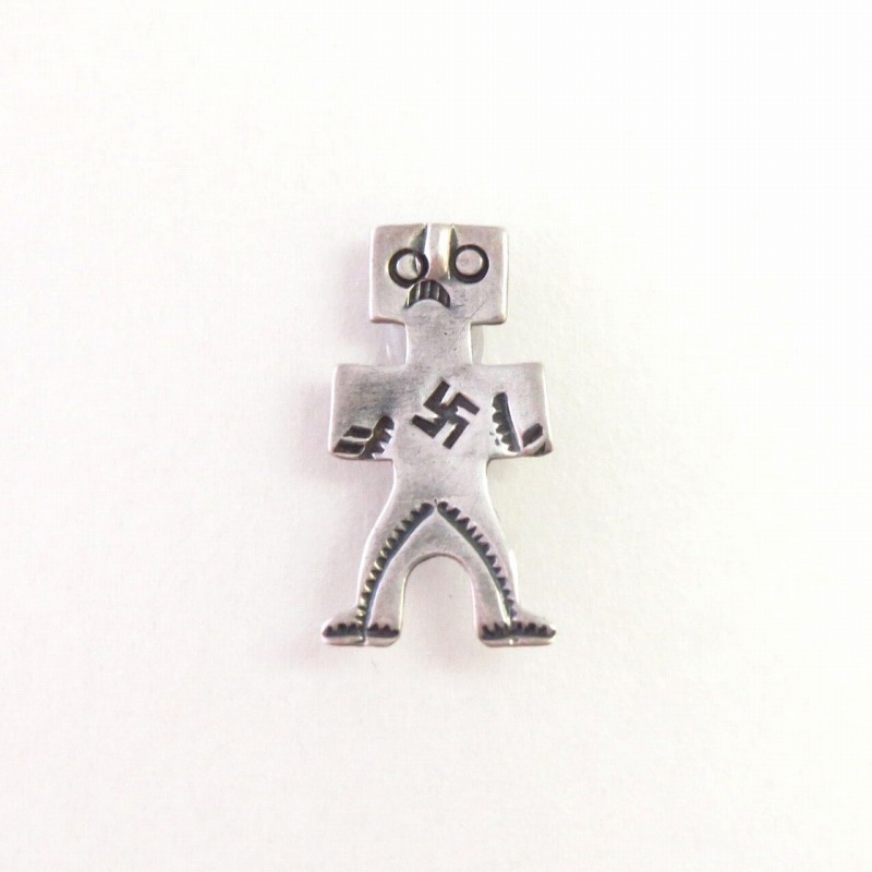 Antique 卍 Stamped Human Shape Small Pin Brooch  c.1930