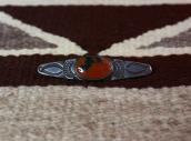 Vtg Navajo Filed & Stamped Silver Pin w/PetrifiedWood c.1940