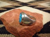 Vtg Navajo Cast Silver Men's Ring w/Gem Quality TQ  c.1955～