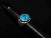 Vtg Navajo Cast Silver Men's Ring w/Gem Quality TQ  c.1955～