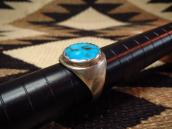 Vtg Navajo Cast Silver Men's Ring w/Gem Quality TQ  c.1955～