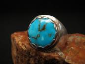 Vtg Navajo Cast Silver Men's Ring w/Gem Quality TQ  c.1955～