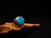 Vtg Navajo Cast Silver Men's Ring w/Gem Quality TQ  c.1955～