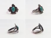 Antique 卍 Stamped Thunderbird Shape Silver Ring w/TQ c.1925～