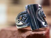 【Clendon Pete】Navajo Repouse & Stamped Ketoh Style Ring JP21