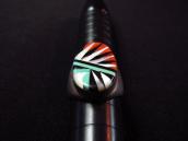Old Zuni Indian Head Channel Inlay Men's Seal Ring  c.1970～
