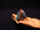 Old Zuni Indian Head Channel Inlay Men's Seal Ring  c.1970～