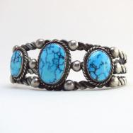 Vintage Twisted Wire Cuff Bracelet w/Gem Grade #8 TQ c.1940～