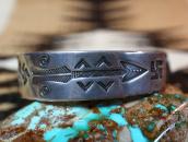 Antique Navajo 卍 & Arrows Stamped Ingot Silver Cuff  c.1925～