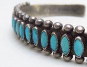 Vintage Zuni 20 Turquoise Row Silver Cuff Bracelet  c.1950～