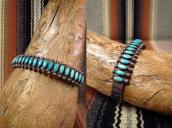 Vintage Zuni 20 Turquoise Row Silver Cuff Bracelet  c.1950～