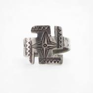 【H.H.Tammen】Stamped Ingot Silver 卍 FaceTourist Ring  c.1910～